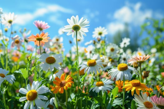 Colorful Wildflowers in Bloom on Sunny Day photo