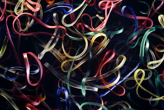 colorful elastics close-up seen from above photo