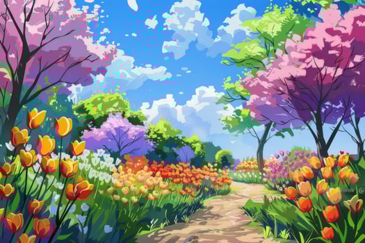 Vibrant Spring Tulips in Full Bloom photo