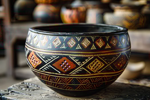 Handcrafted African pottery showcasing timeless beauty and artistry photo