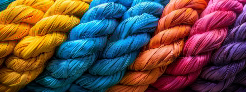 Colorful yarns in a pile photo