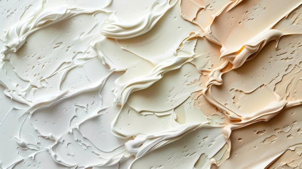 Gradient Suncream Smears on a Beige Background. Sunscreen Background. Cream Care. photo