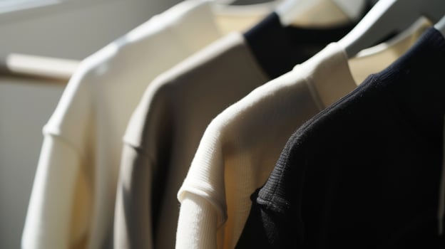 A curated collection of essential clothing items in a streamlined minimalist design for a more intentional and sustainable approach to fashion photo