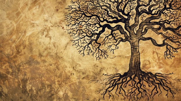 A doodle of a tree with roots and branches with the prompt What values and beliefs are at your cor photo