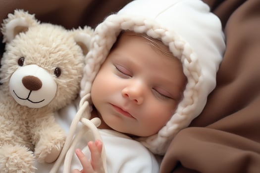 Newborn baby peacefully sleeping. . photo