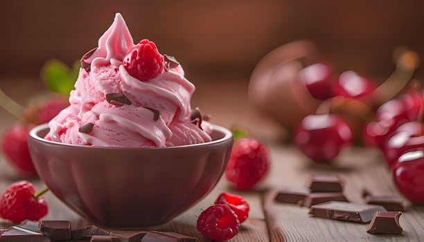 Raspberry ice cream photo