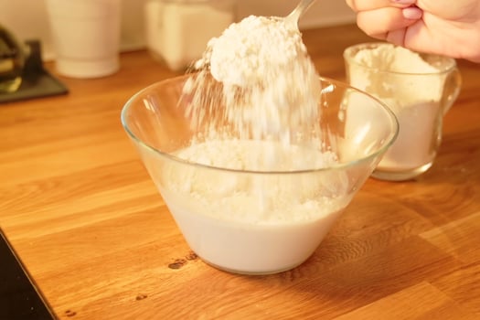 the process of making buns. flour . eggs . chocolate. tremble. dough milk . salt . photo