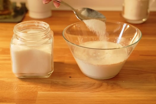 the process of making buns. flour . eggs . chocolate. tremble. dough milk . salt . photo
