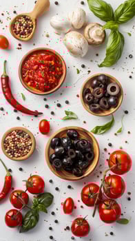 Table Topped With Various Food Bowls photo