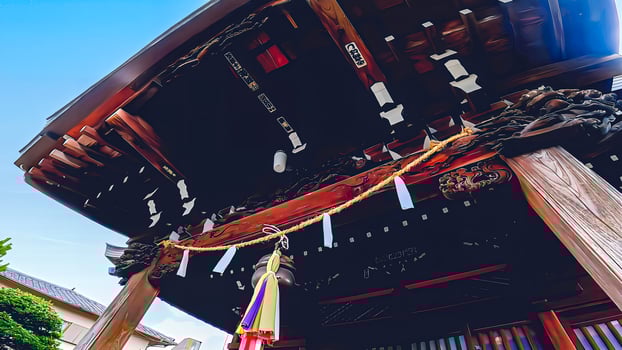 Yasukata Shrine, a shrine located at an intersection near Yaguchiwatari Station in Tamagawa, Ota Ward, Tokyo, Japan photo