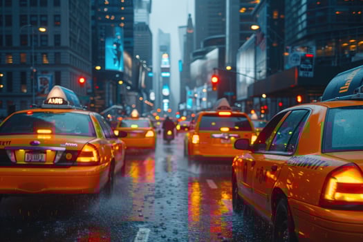 urban city bustling street with bright lights professional photography photo