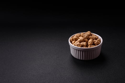Dry soybean meat pellets, diet food for vegan and vegetarian cuisine photo
