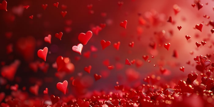 A red background with many red hearts scattered throughout photo