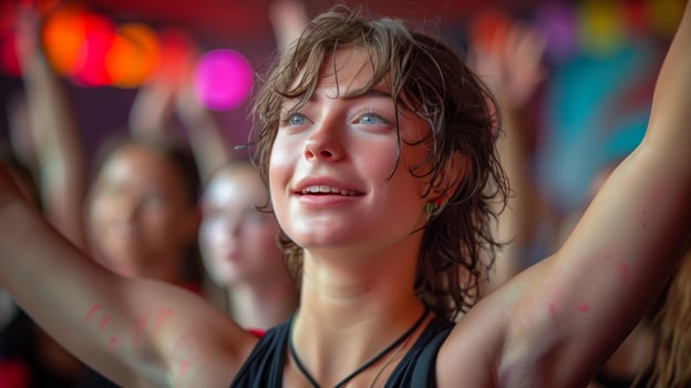 Empowering Non-Binary Dance Instructor Leading Vibrant Studio Class photo