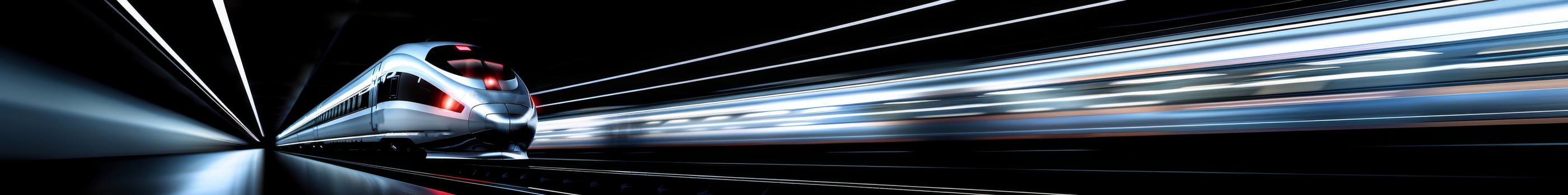 High Speed Commuter Train Passing Through a Tunnel at Night photo