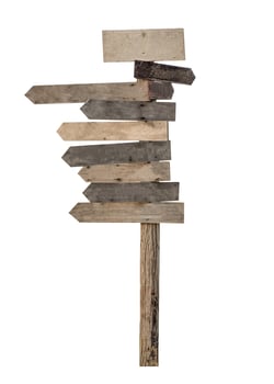 Wooden empty signpost arrows photo