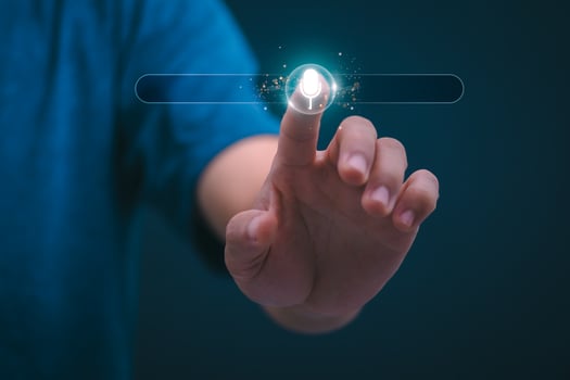 Information data search technology, search optimization, male hand using voice search, using the search bar function on your website, big data, automatic operation photo
