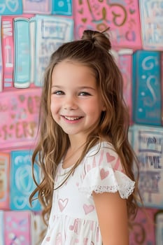 Vibrant Summer Girl Joyful Moments Captured in Fuchsia, Peach, and Teal photo