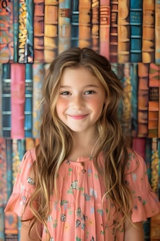 Vibrant Summer Girl Joyful Moments Captured in Fuchsia, Peach, and Teal photo