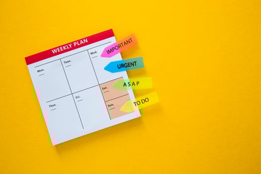 Colorful weekly planner with urgency stickers photo