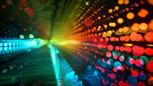 An illustration showing how Quantum Dots are able to absorb and convert blue light from a backlight source into red and green light resulting in a wider color gamut and mor photo