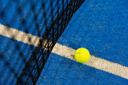 Three paddle tennis ball near the net, racket sports photo