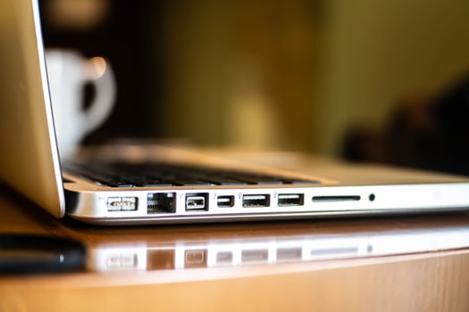 Laptop side ports close-up photo