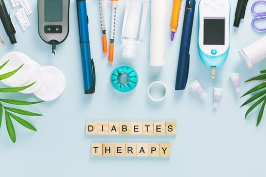 Diabetic disease concept with inscription diabetes therapy photo