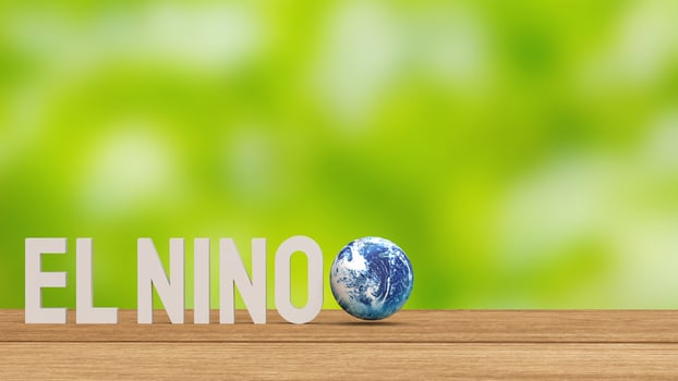 The El Nino word and earth for global warming or climate change crisis 3d rendering. photo