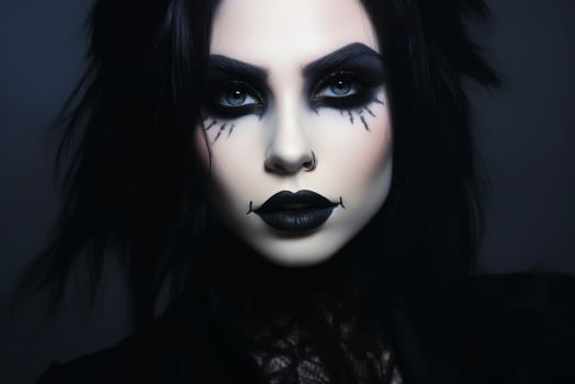 Female face with a gothic makeup. AI generate photo
