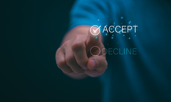 Businessmen mark check blocks to verify the correctness and approve or accept the agreement. in digital documents Concept of working via the internet photo