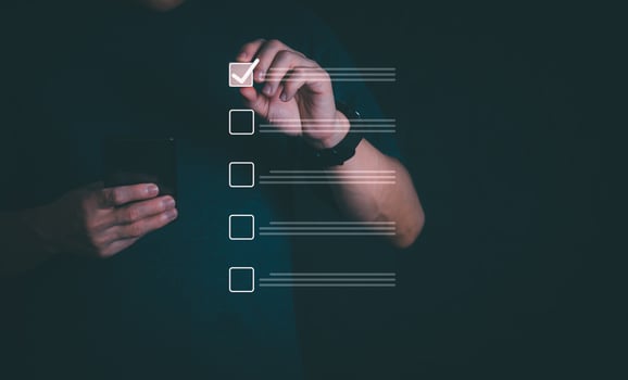 Businessmen mark check blocks to verify the correctness and approve or accept the agreement. in digital documents Concept of working via the internet photo