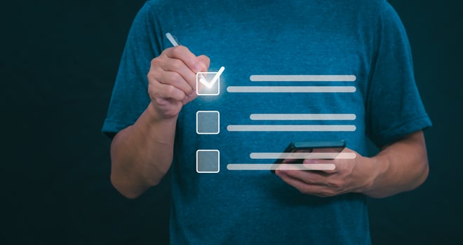 Businessmen mark check blocks to verify the correctness and approve or accept the agreement. in digital documents Concept of working via the internet photo