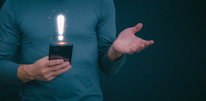 The smartphone system will display a symbol on the screen to show the error status that there is a problem for the user to check. Digital Transformation Management Internet of Things Automation photo