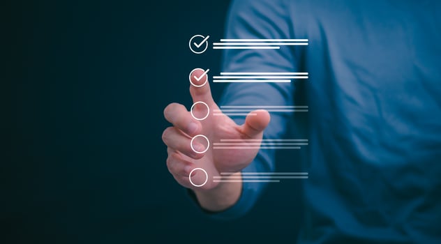 Businessmen mark check blocks to verify the correctness and approve or accept the agreement. in digital documents Concept of working via the internet photo