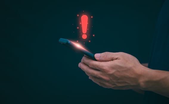 The smartphone system will display a symbol on the screen to show the error status that there is a problem for the user to check. Digital Transformation Management Internet of Things Automation photo