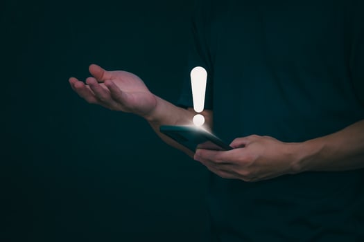 The smartphone system will display a symbol on the screen to show the error status that there is a problem for the user to check. Digital Transformation Management Internet of Things Automation photo