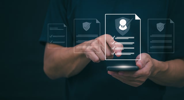 Businessmen mark check blocks to verify the correctness and approve or accept the agreement. in digital documents Concept of working via the internet photo