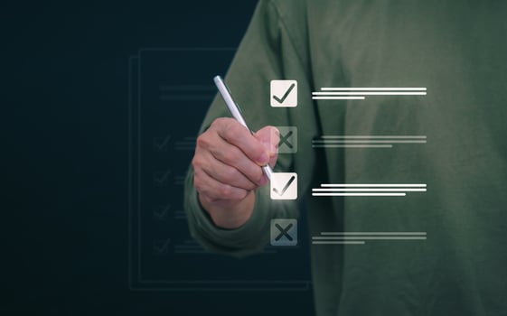 Businessmen mark check blocks to verify the correctness and approve or accept the agreement. in digital documents Concept of working via the internet photo