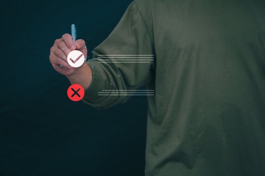 Businessmen mark check blocks to verify the correctness and approve or accept the agreement. in digital documents Concept of working via the internet photo