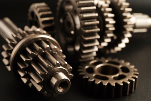 Metal gear wheel engine car and bike, mechanic industry concept. photo