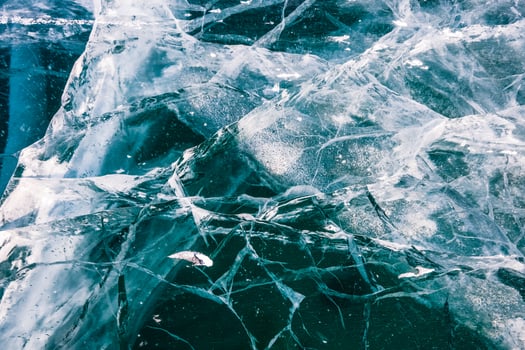 Cracks and bubbles in the ice of Lake Baikal photo
