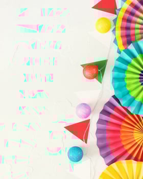paper fans, garlands in the colors of Mexico on a white background photo