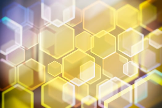 Lights bokeh. Abstract hexagon background for design. photo