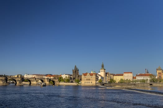 Panorama of Prague on a Vltava river. photo