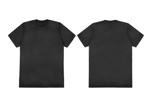 Blank t-shirt black template front and back view on white background. Short Sleeve mock-up photo