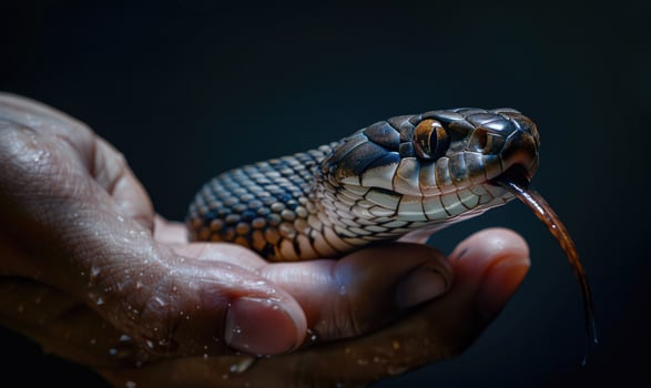 Water snake coiled around wrist photo