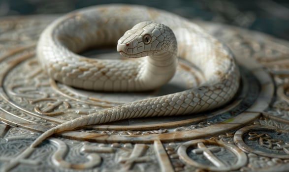 White snake on astrological glyphs photo