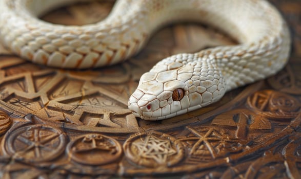 White snake with astrological runes photo