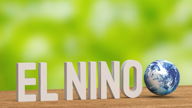 The El Nino word and earth for global warming or climate change crisis 3d rendering. photo